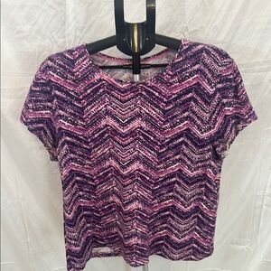 Croft & Barrow Purple Pink Boxy Short Sleeve Blouse